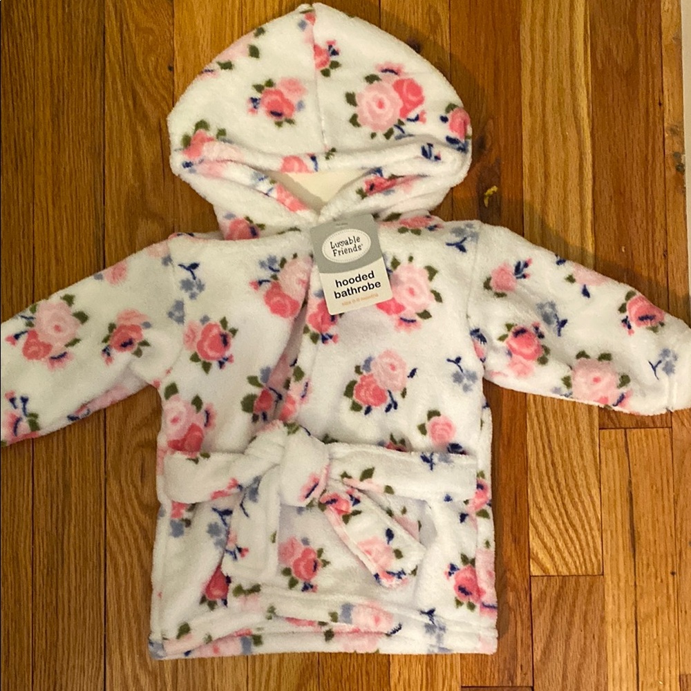 Fleece hooded bathrobe